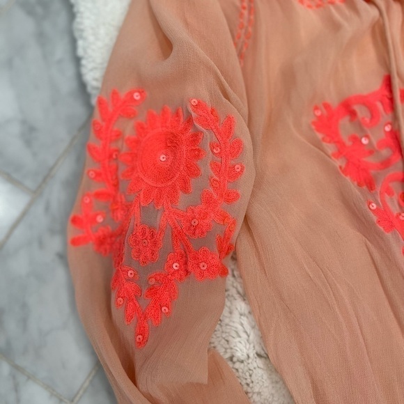 MISS JUNE PARIS Gorgeous Boho Embroidered Sheer W/ Tassels VGUC Size Small Or 1 - Picture 5 of 14
